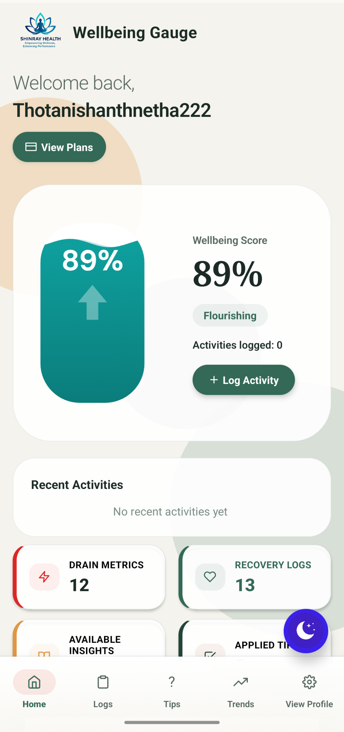 Shinray App Interface